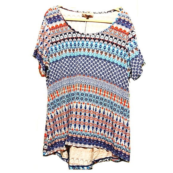 Tunic-High/Low, Super Soft, Short Sleeve, Scoop - Picture 6 of 7